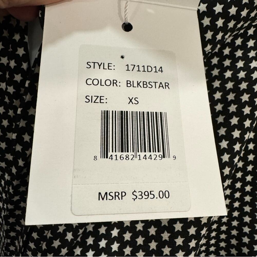 Silk Star Print Cold Shoulder Robert Rodriguez 100 Silk Dress, XSmall - Picture 8 of 12